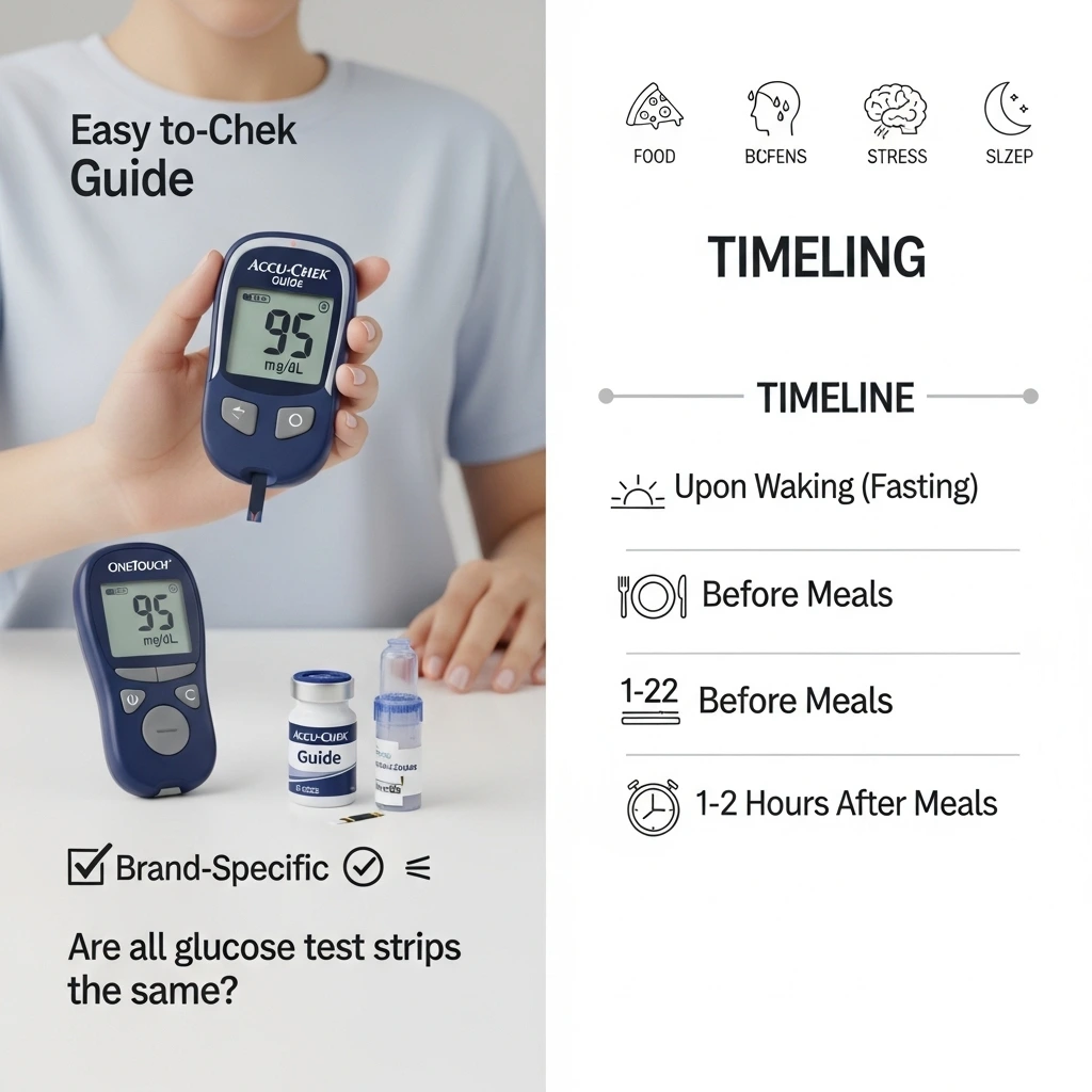 Detailed infographic showing glucose metabolism pathway - how food converts to glucose, enters bloodstream, and produces ATP energy in mitochondria through cellular respiration."