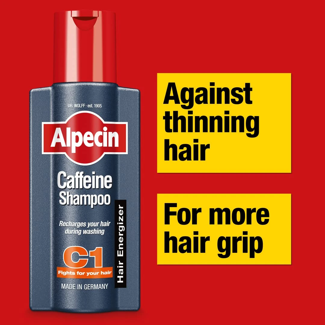 Alpecin C1 caffeine shampoo bottle for hair growth and hair fall control