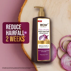 WOW caffeine shampoo bottle for hair fall and scalp nourishment