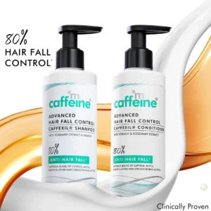 mCaffeine coffee shampoo bottle with coffee beans and protein extract